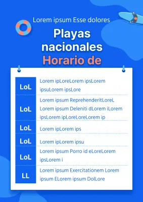 Calendario de apertura de las playas de verano con ilustraciones del océano azul