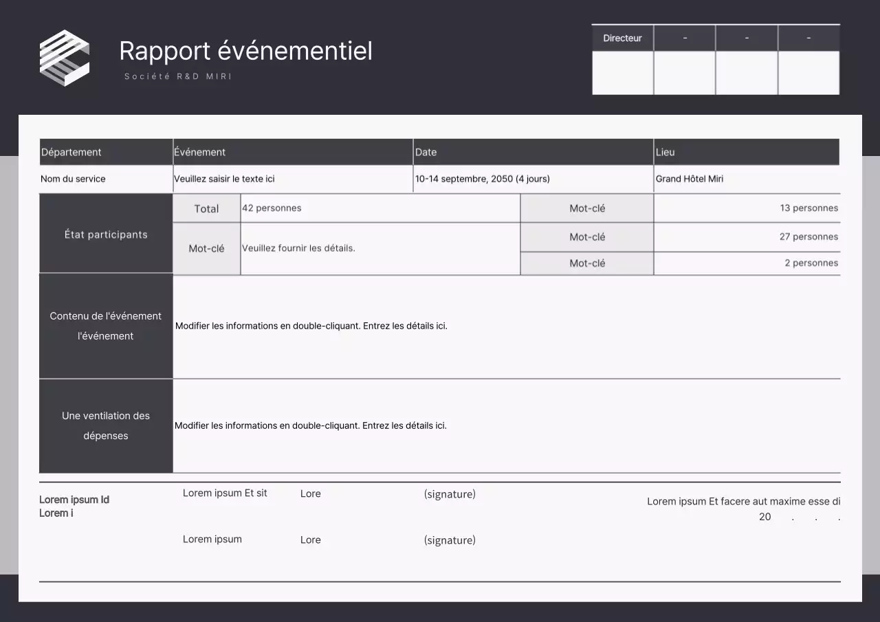 Style simple en noir et gris Rapport d'activité