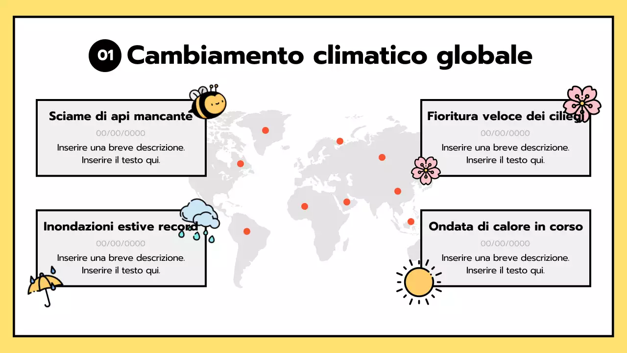 ESG semplice e cambiamenti climatici in giallo e nero
