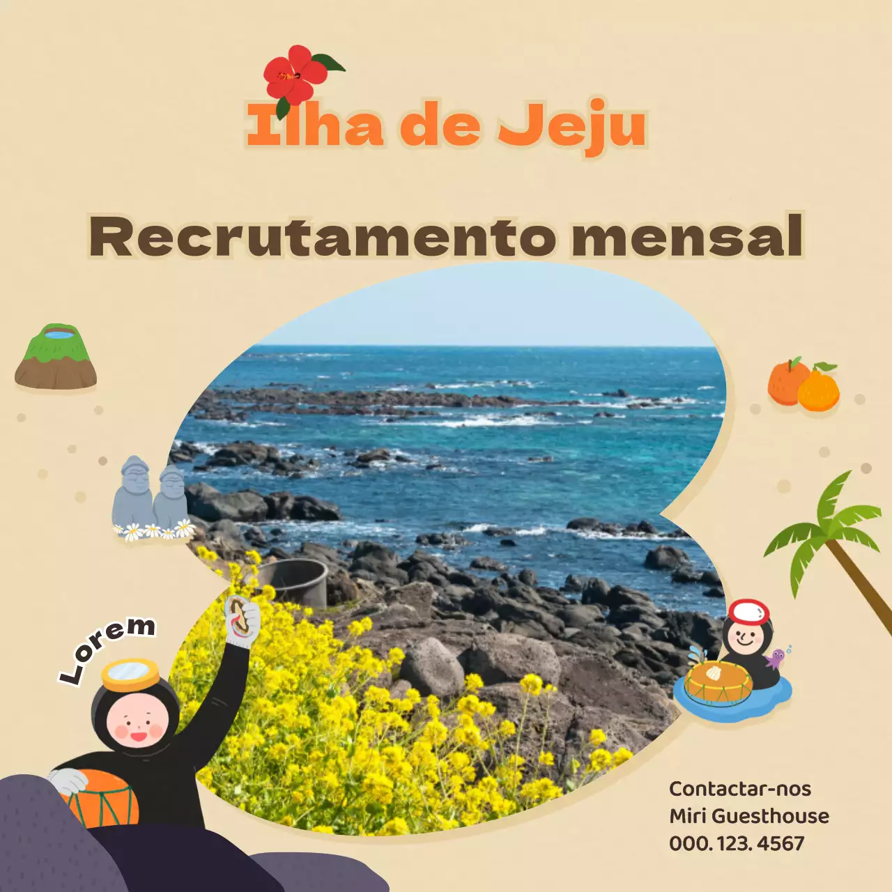 Procura um aluguer de um mês na ilha de Jeju em laranja e castanho?
