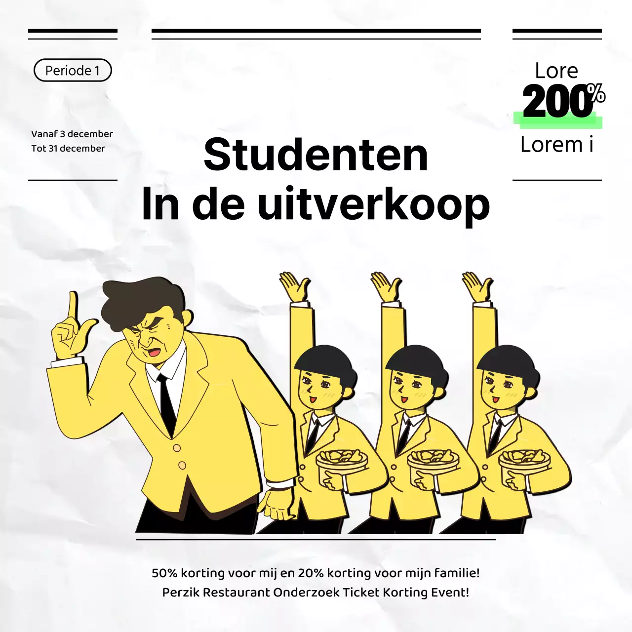 Zwart en geel examenpapier concept korting event