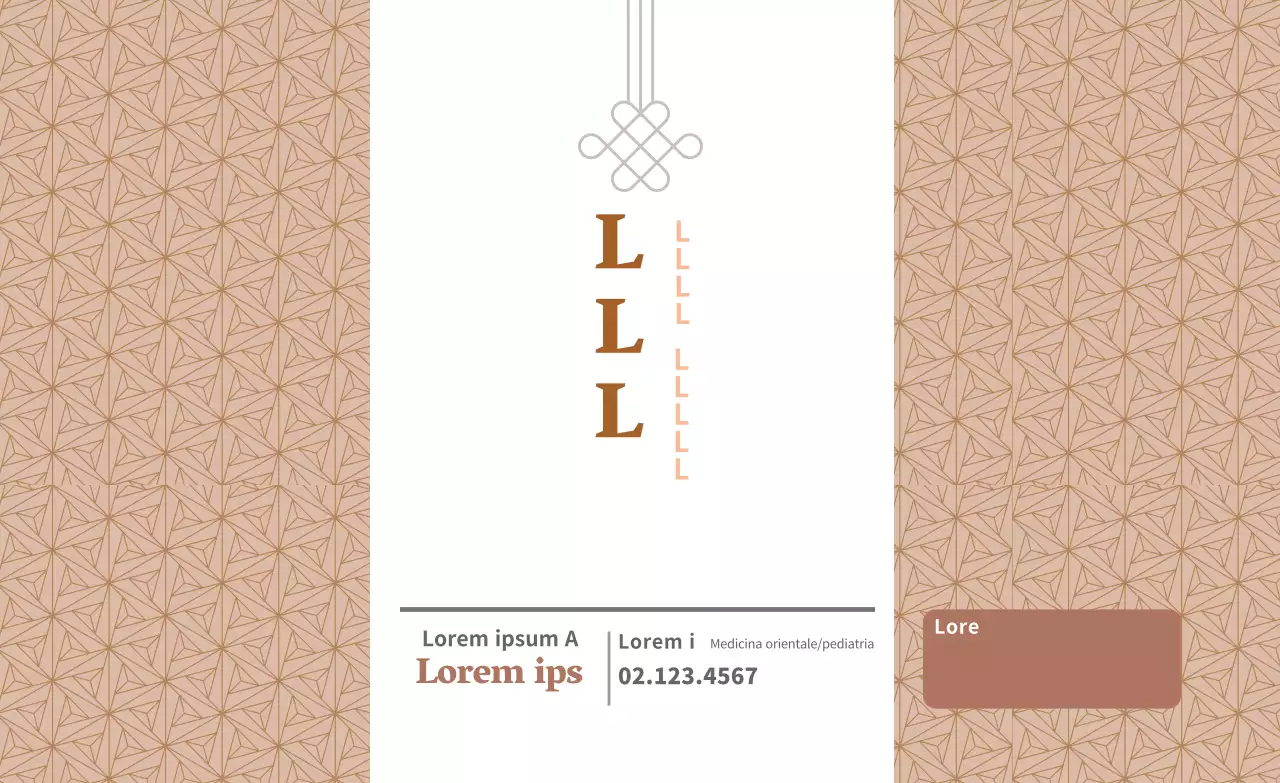 Etichetta pubblicitaria marrone della clinica di medicina tradizionale orientale