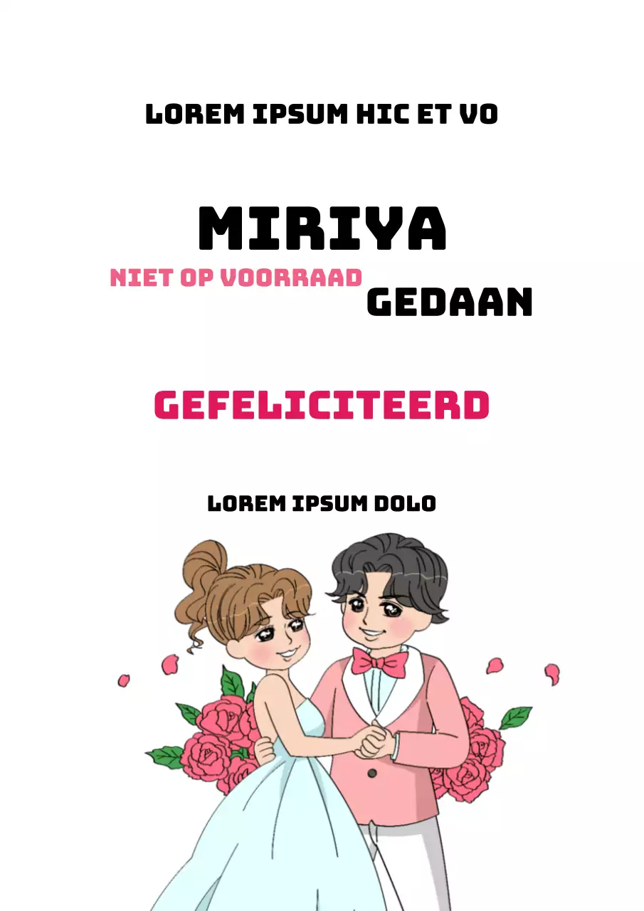 Schattige felicitatieposter in roze en wit