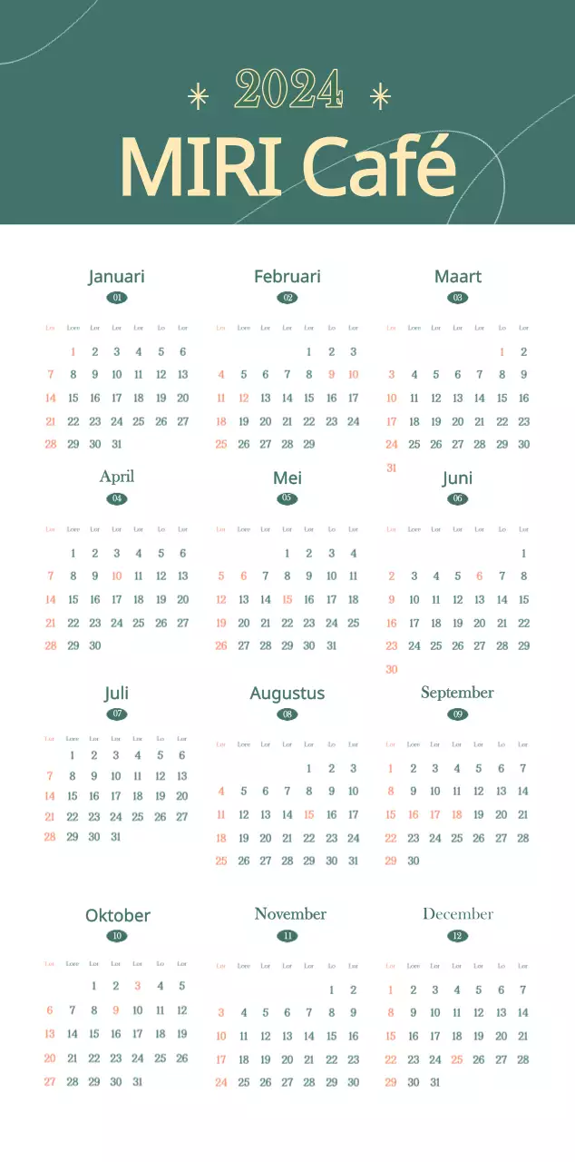 Cafékalender met aanbevelingen voor drankjes van de maand
