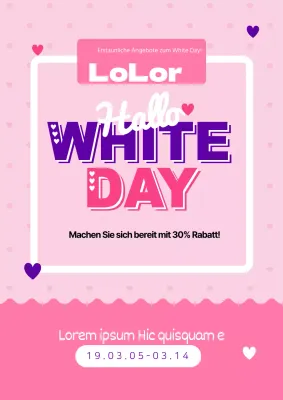 Bewerben Sie Ihre Veranstaltung zum Weißen Tag mit einem hübschen rosa Konzept