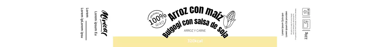 Blanco amarillo simple ilustración arroz instantáneo etiqueta de alimentos