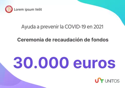 Color menta púrpura con texto limpio Destacando la ceremonia de donación para la prevención del coronavirus