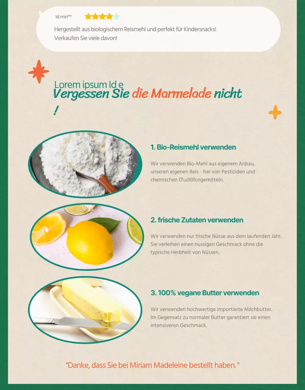 Verkaufen Sie vorgefertigte Madeleines mit grünem Hintergrund