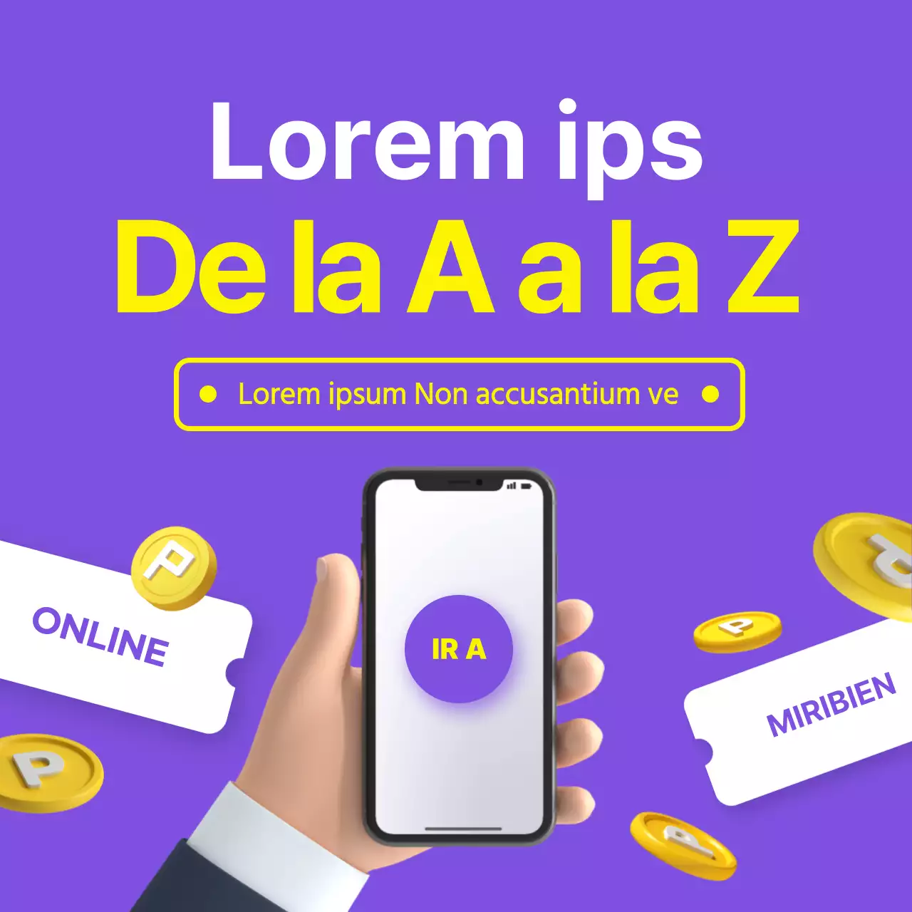 Efecto de centro comercial de bienestar corporativo con el concepto 3D púrpura-amarillo CardNews