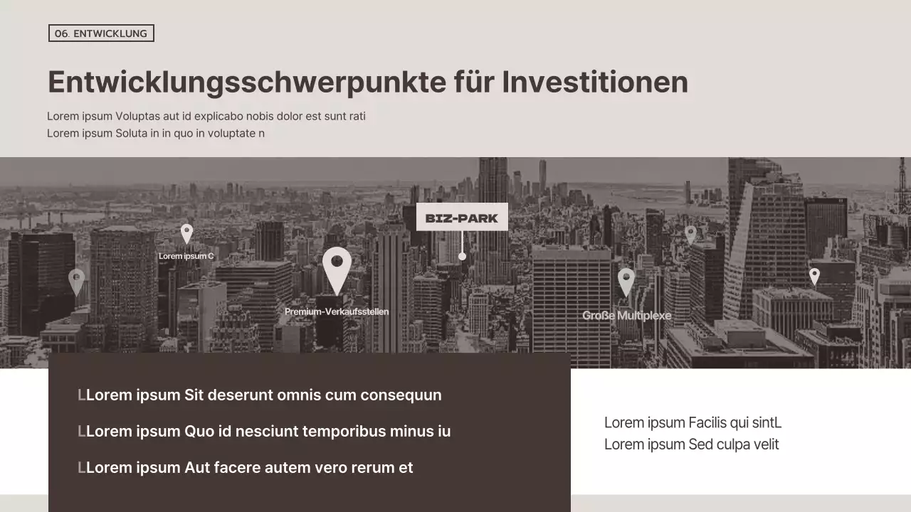 Einfacher brauner und weißer Prospekt für gewerbliche Immobilieninvestitionen