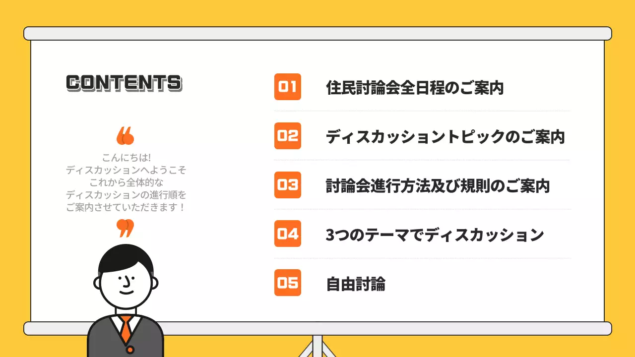 黄色 シンプル 討論会 プレゼンテーション