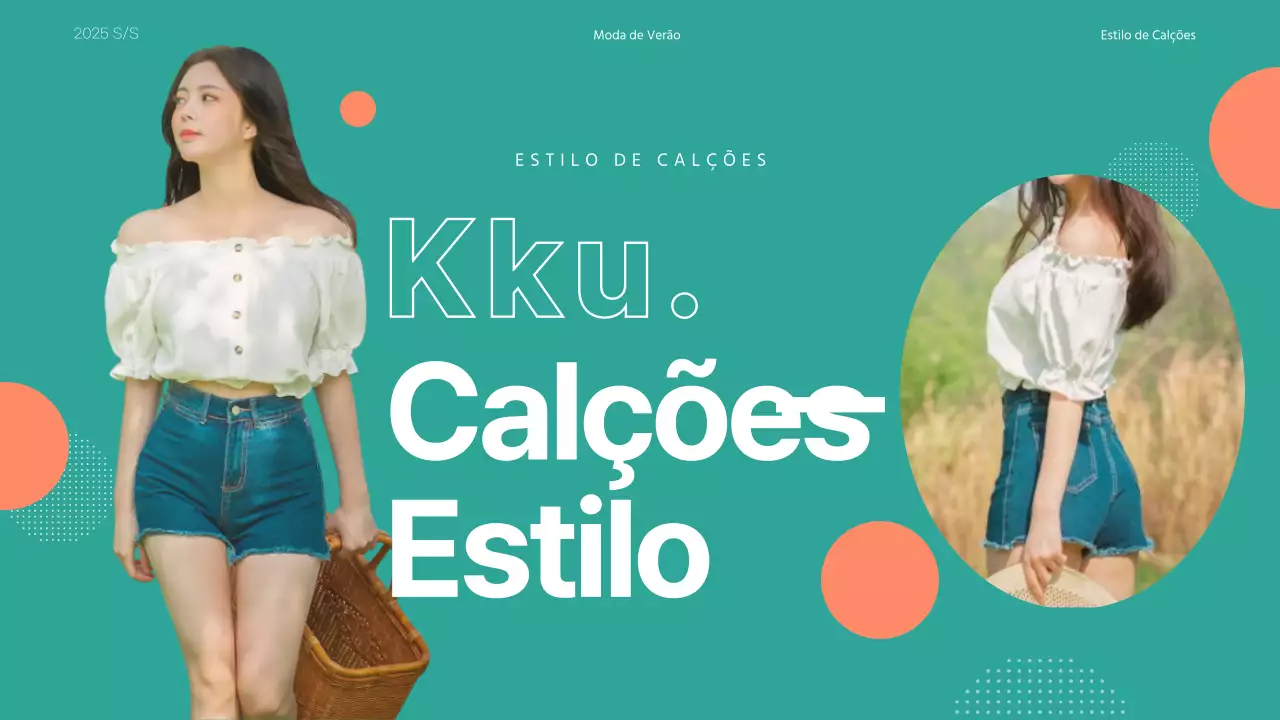 Estilo de calções de moda de verão com moldura verde e padrão de pontos