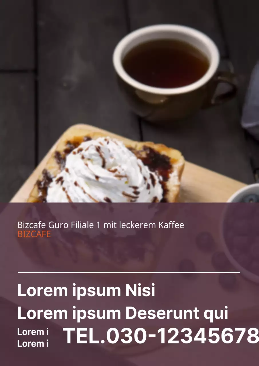 Einfacher Veranstaltungsflyer zur Café-Eröffnung in Brauntönen