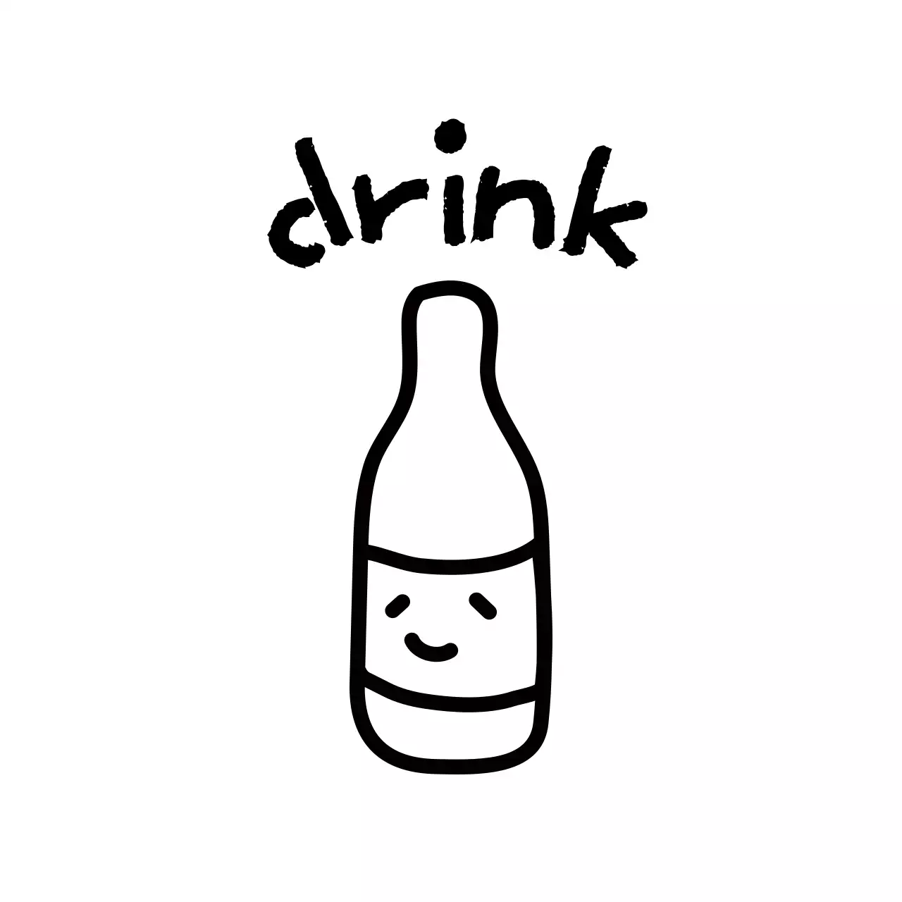 Simple black line illustration of various objects and animals