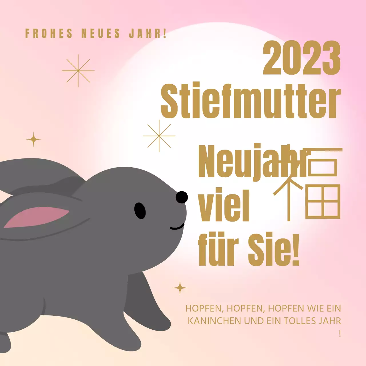 Rosa Häschen Neujahrsgrüße