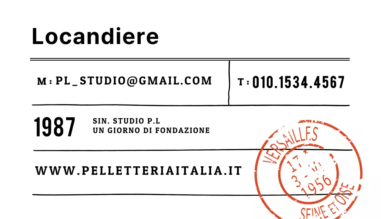 Biglietto da visita per la lavorazione della pelle con calligrafia inglese