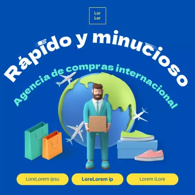 Promover la agencia de compras en el extranjero en color azul