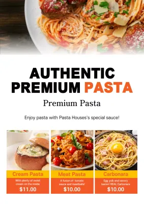 Orange Modern Pasta Promotion Poster