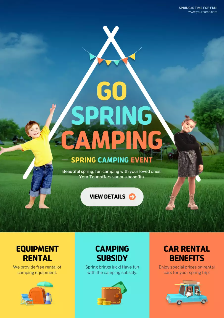 Green Modern Camping Promotion Poster