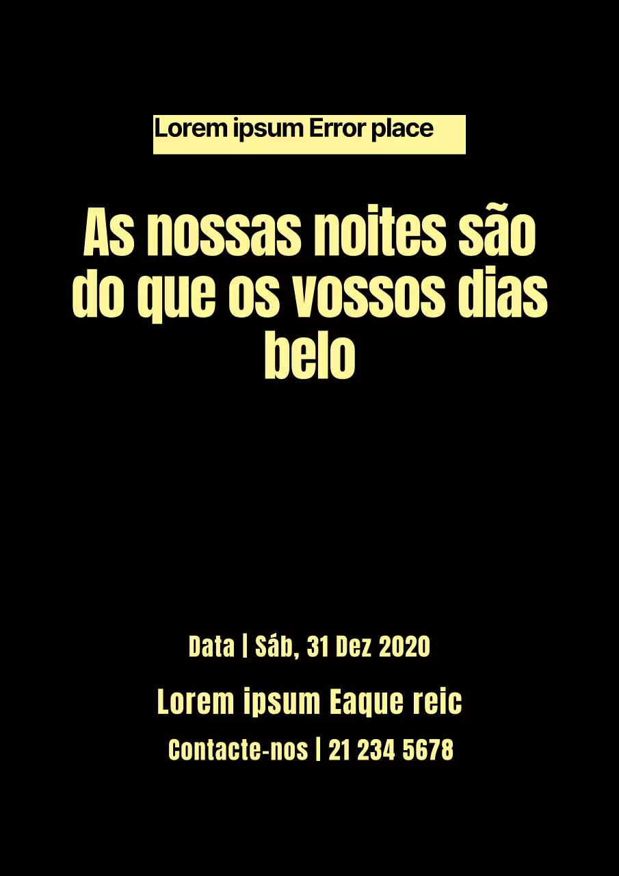 Um folheto simples de despedida de uma empresa a preto e amarelo para uma festa de fim de ano da empresa