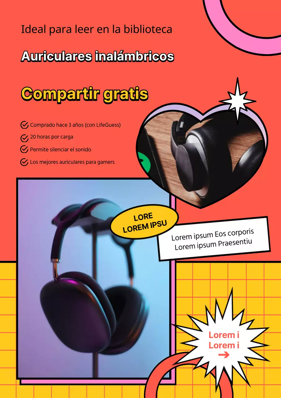 Regala auriculares naranjas y amarillos con un concepto vivo