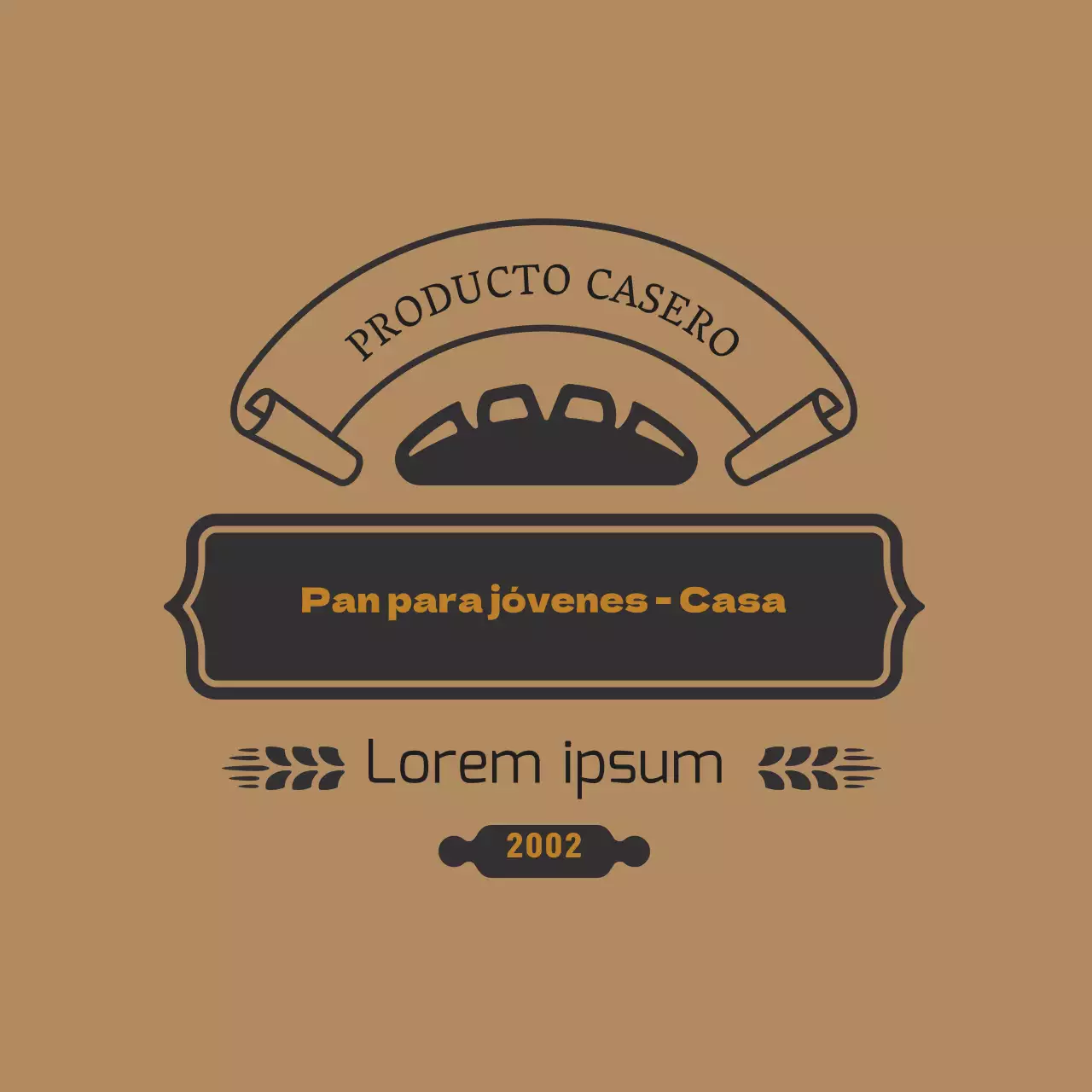 Etiqueta de panadería vintage marrón