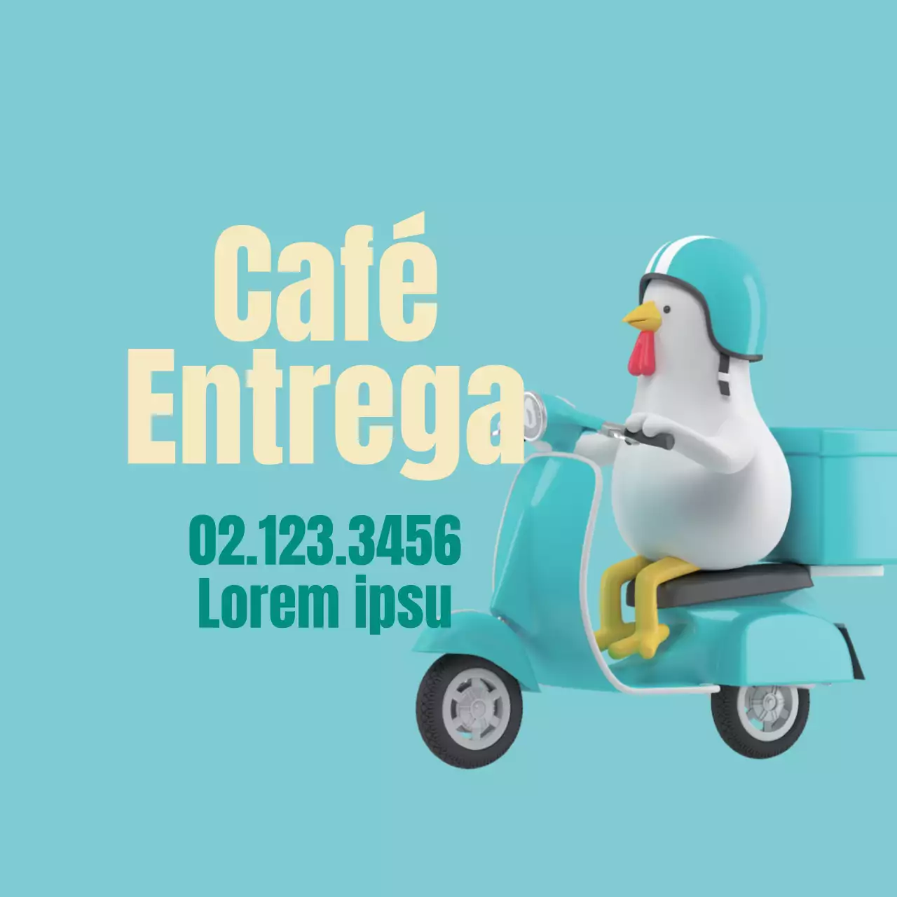 Simpática etiqueta de entrega de café con ilustración azul