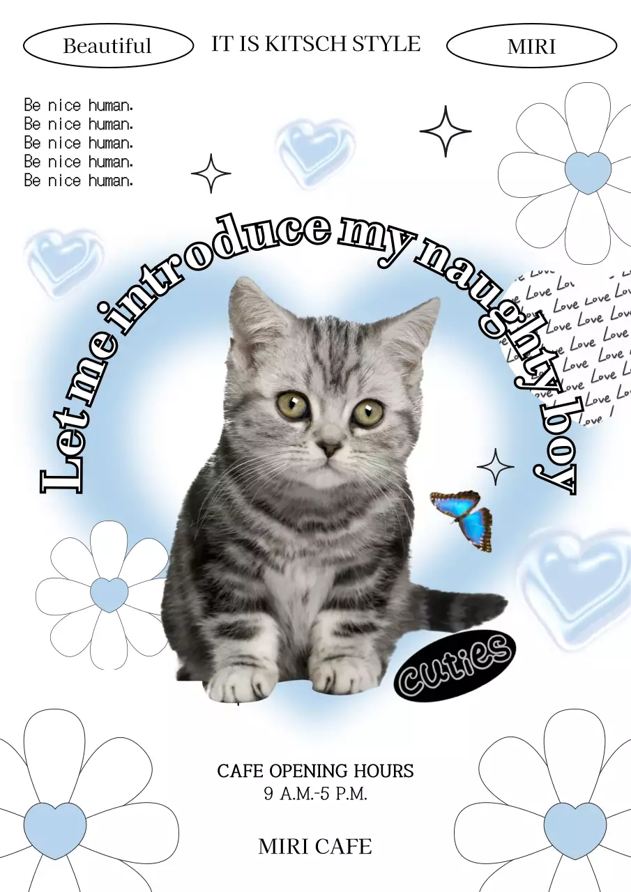 화이트 트렌디 캣 프로모션 포스터