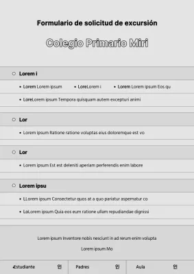Diseño gris y sencillo del formulario de solicitud de aprendizaje experimental en la escuela primaria