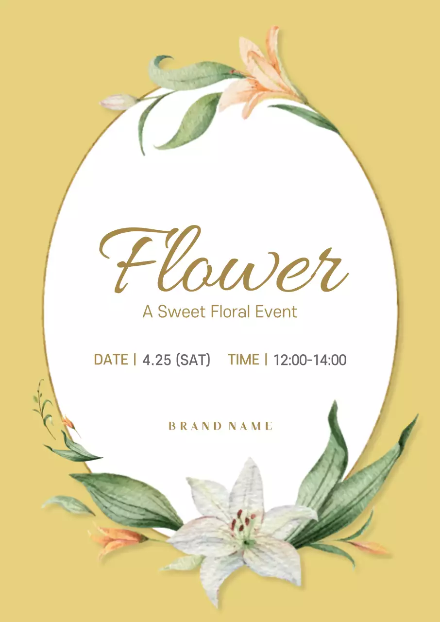Yellow Elegant Floral Invitation Poster