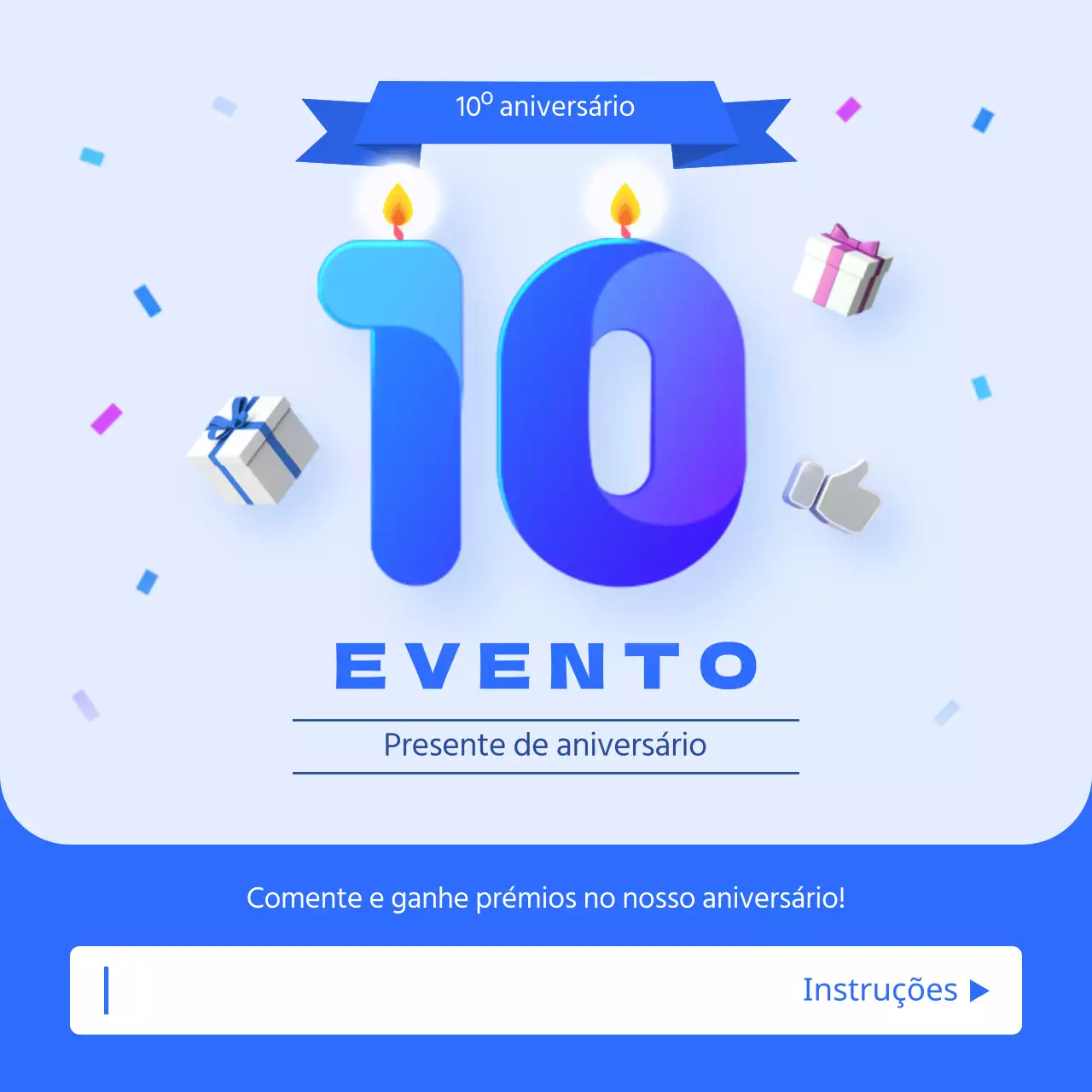 Evento do 10º aniversário com fundo azul claro