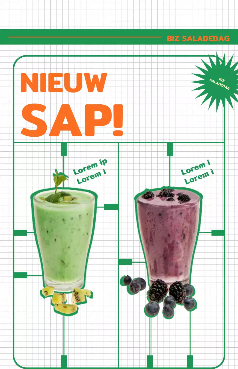 Promoot het menu van een fris uitziend saladecafé met een vlag