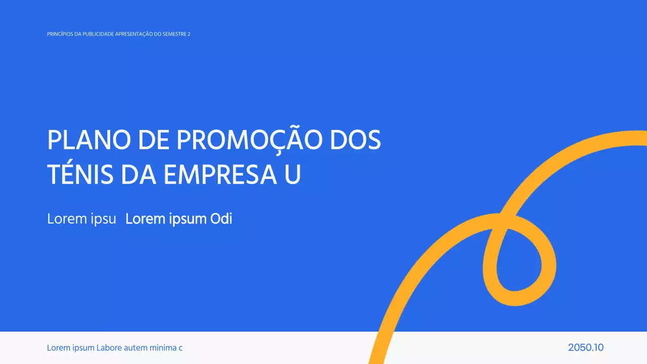 Apresentação promocional de marketing simples em branco e azul