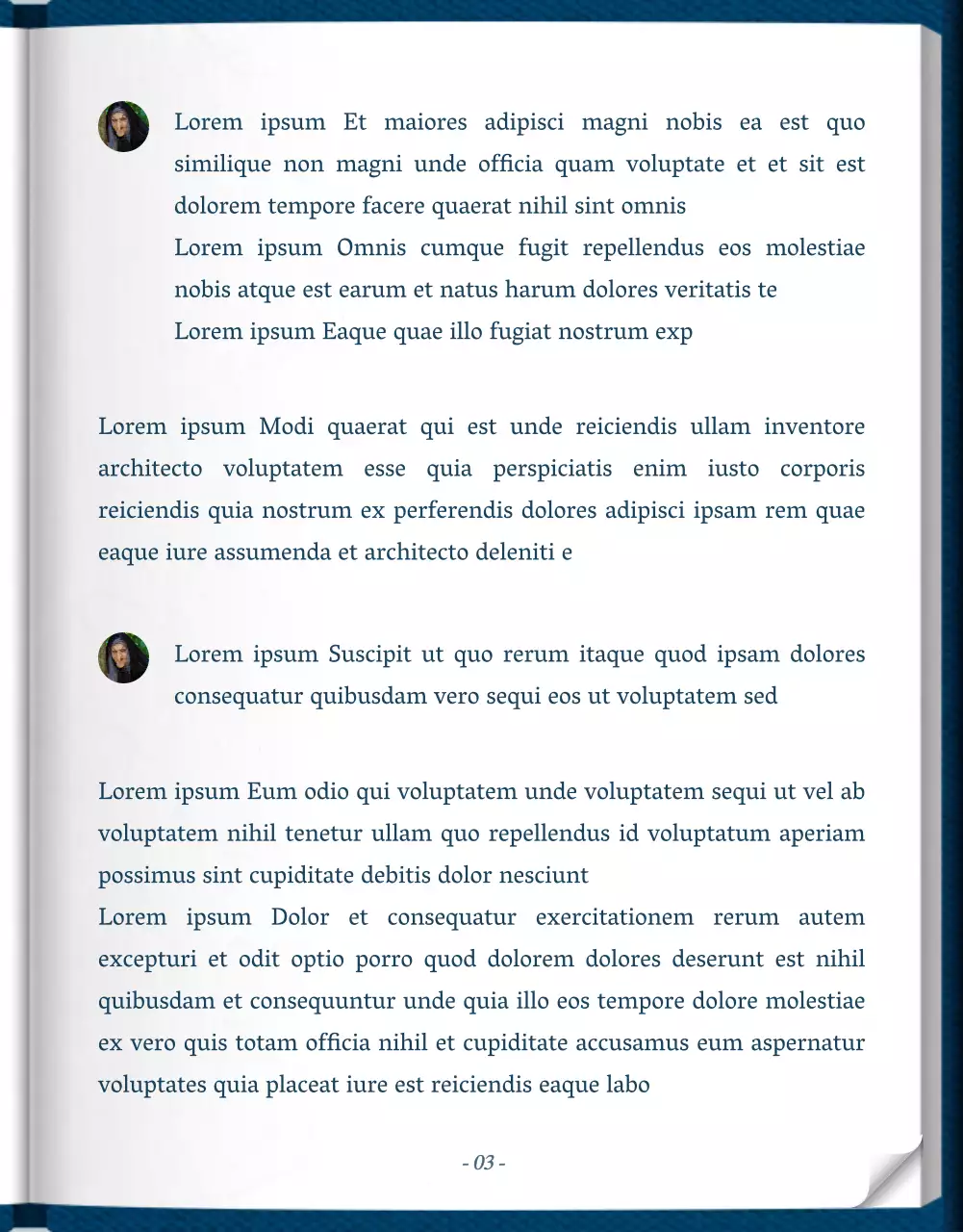 Web novel storytelling in blu e bianco con un concetto di libro classico elegante e di classe