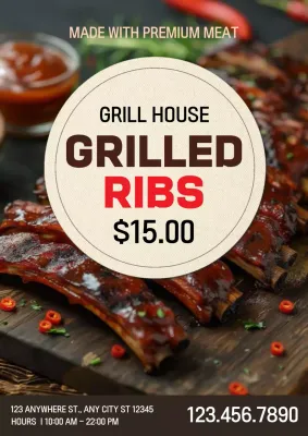 Brown Rustic Grilled Ribs Promotion Poster