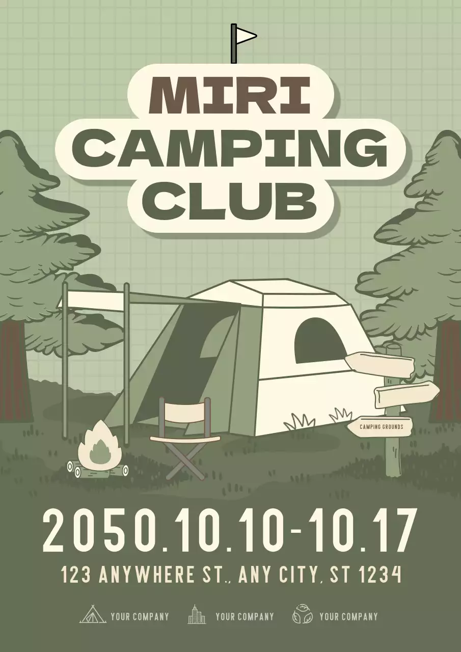 Green Retro Camping Event Poster