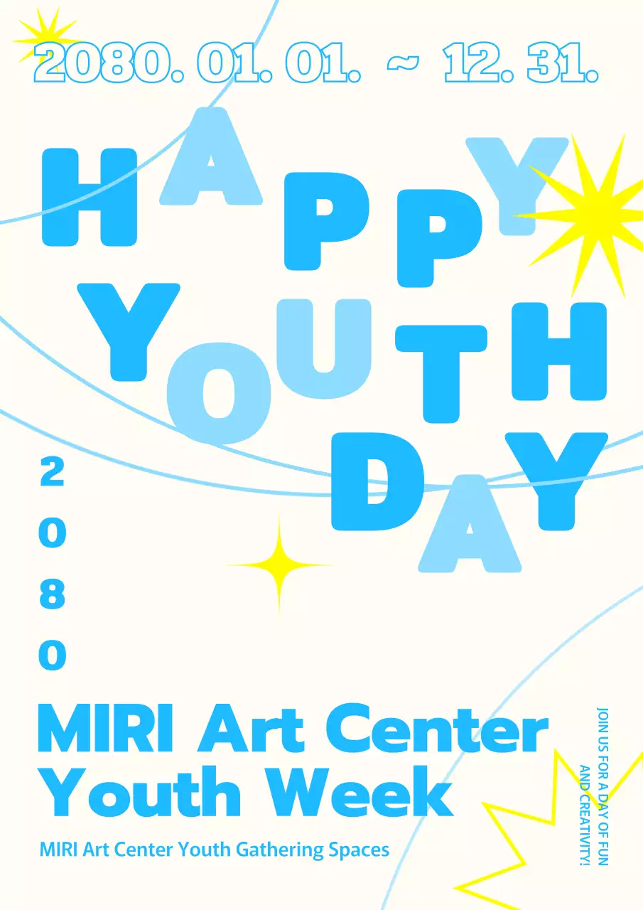 파스텔 노랑과 하늘색의 텍스트를 강조한 문화예술 자료