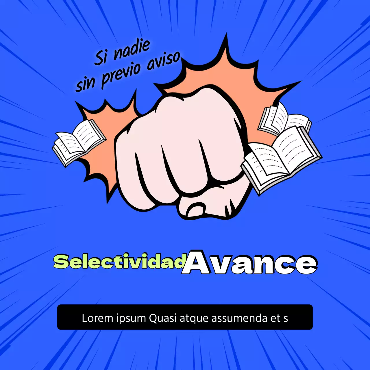 puño azul efecto cuaderno lápiz título sat evento