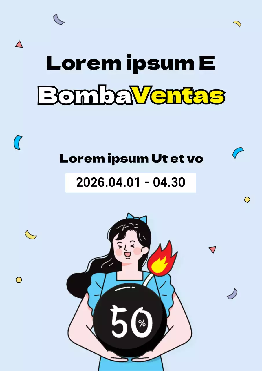 Promociona un evento de superventas en azul claro