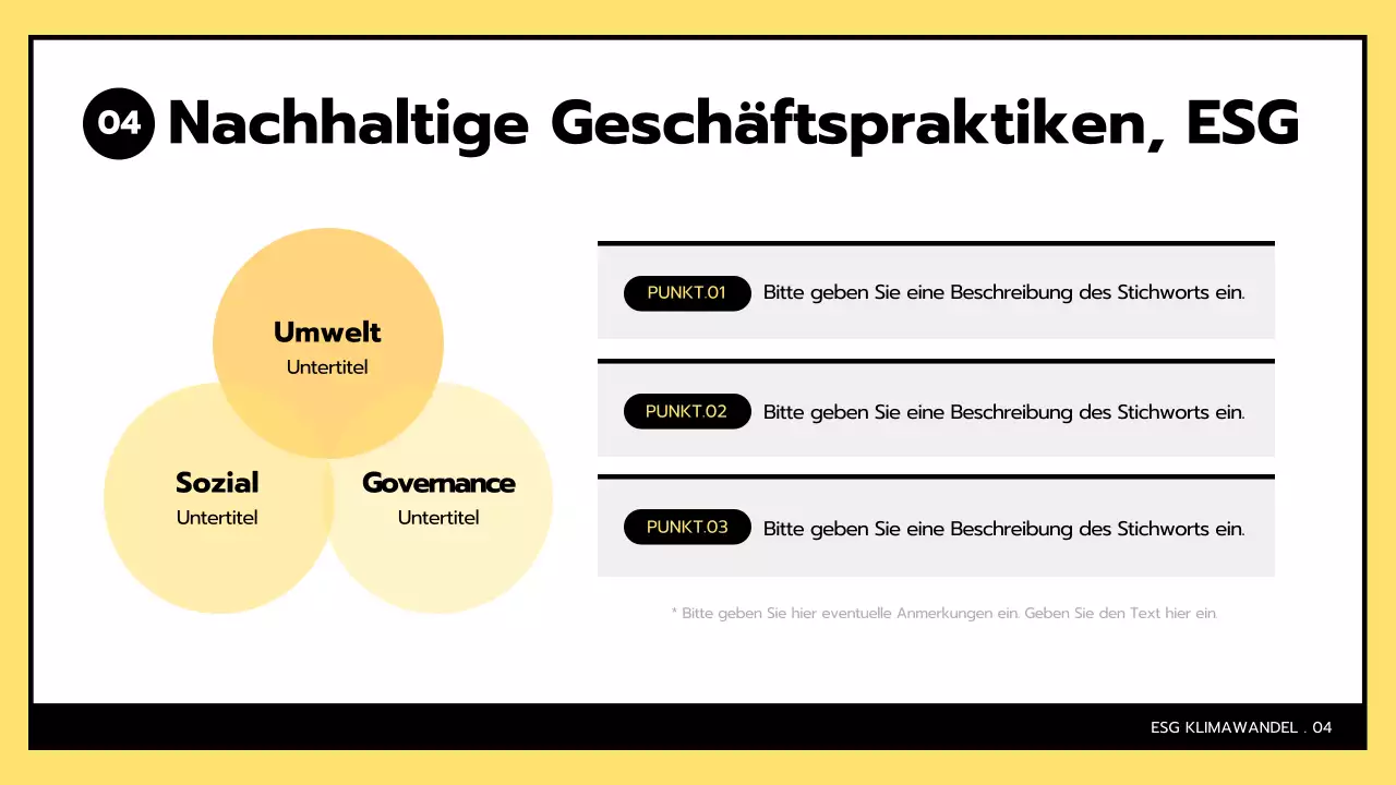 Einfache ESG und Klimawandel in gelb und schwarz