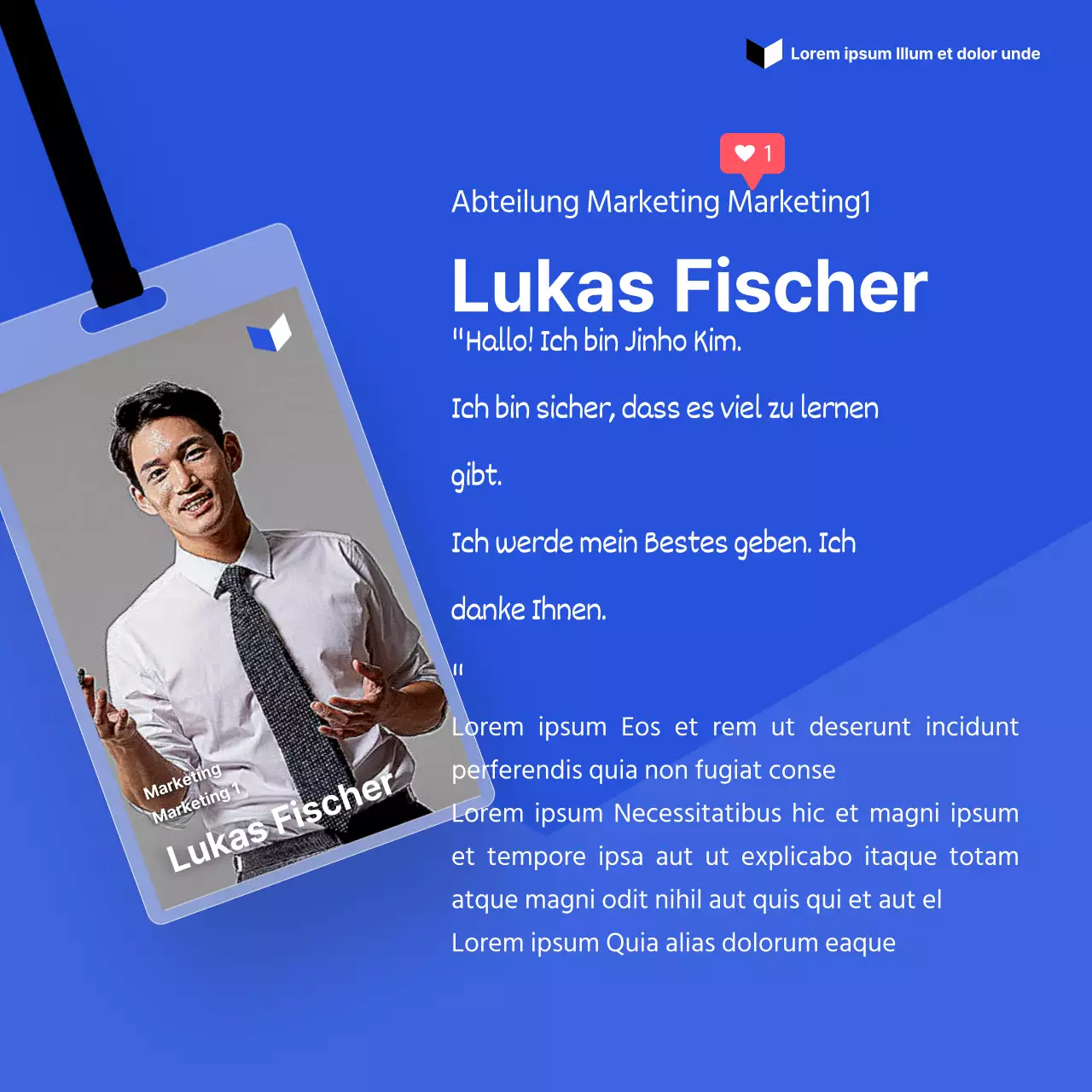 Eine klare und einfache Einführung für neue Mitarbeiter in Blautönen CardNews