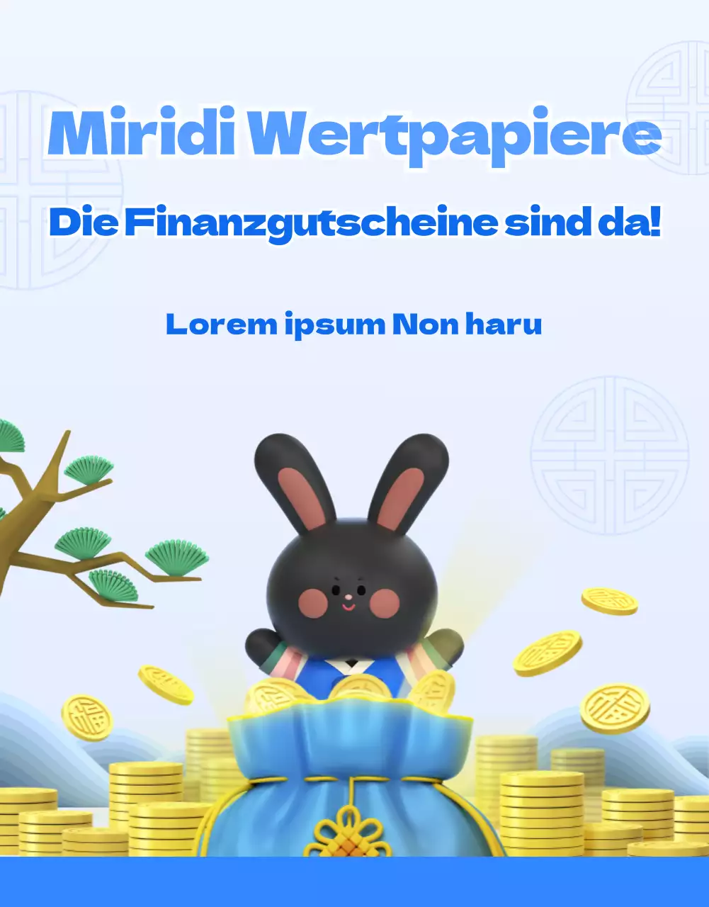 Sauberes Konzept Finanzinstrument Thema mit blauen 3D-Illustrationen