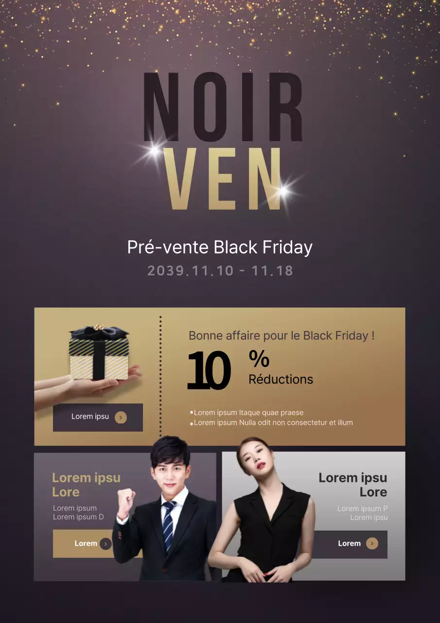Promouvoir les ventes du vendredi noir avec un concept noir et or de grande classe