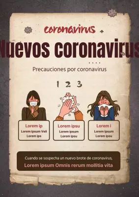 Folleto vintage de la campaña de prevención de la gripe en color beige