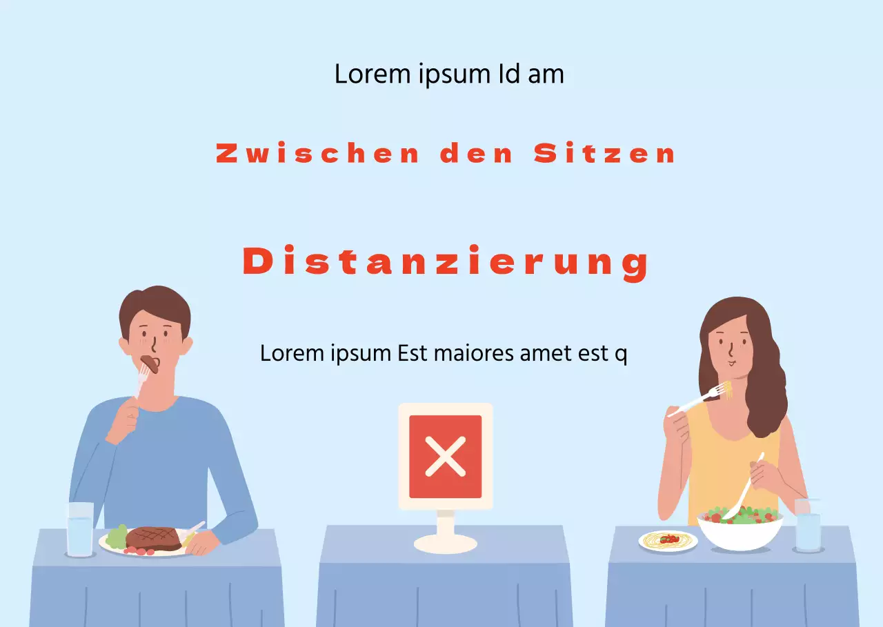 Sauber illustriertes Konzept Distanzierungszeichen in rot und schwarz