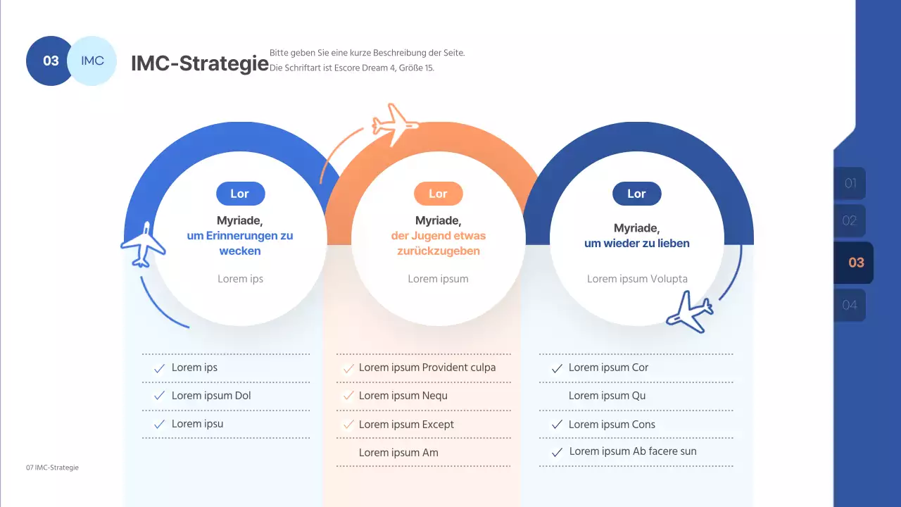 Eine saubere, in Blautönen gehaltene Präsentation für einen Werbe-Pitch-Wettbewerb