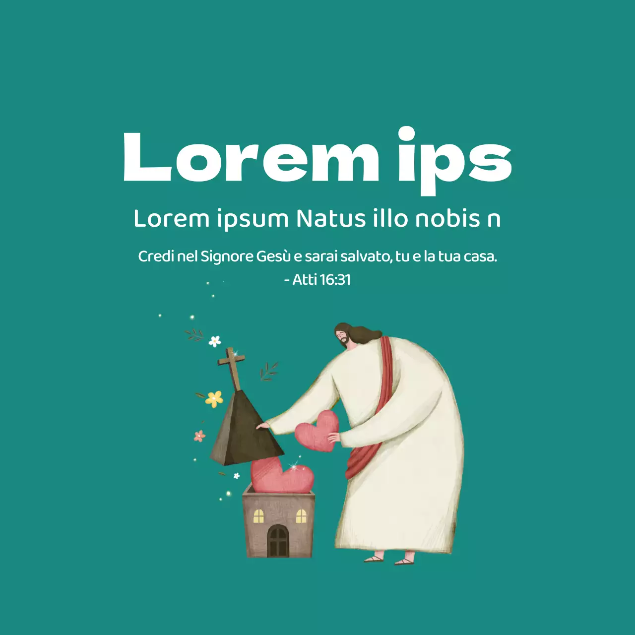 Chiesa illustrazione vintage turchese