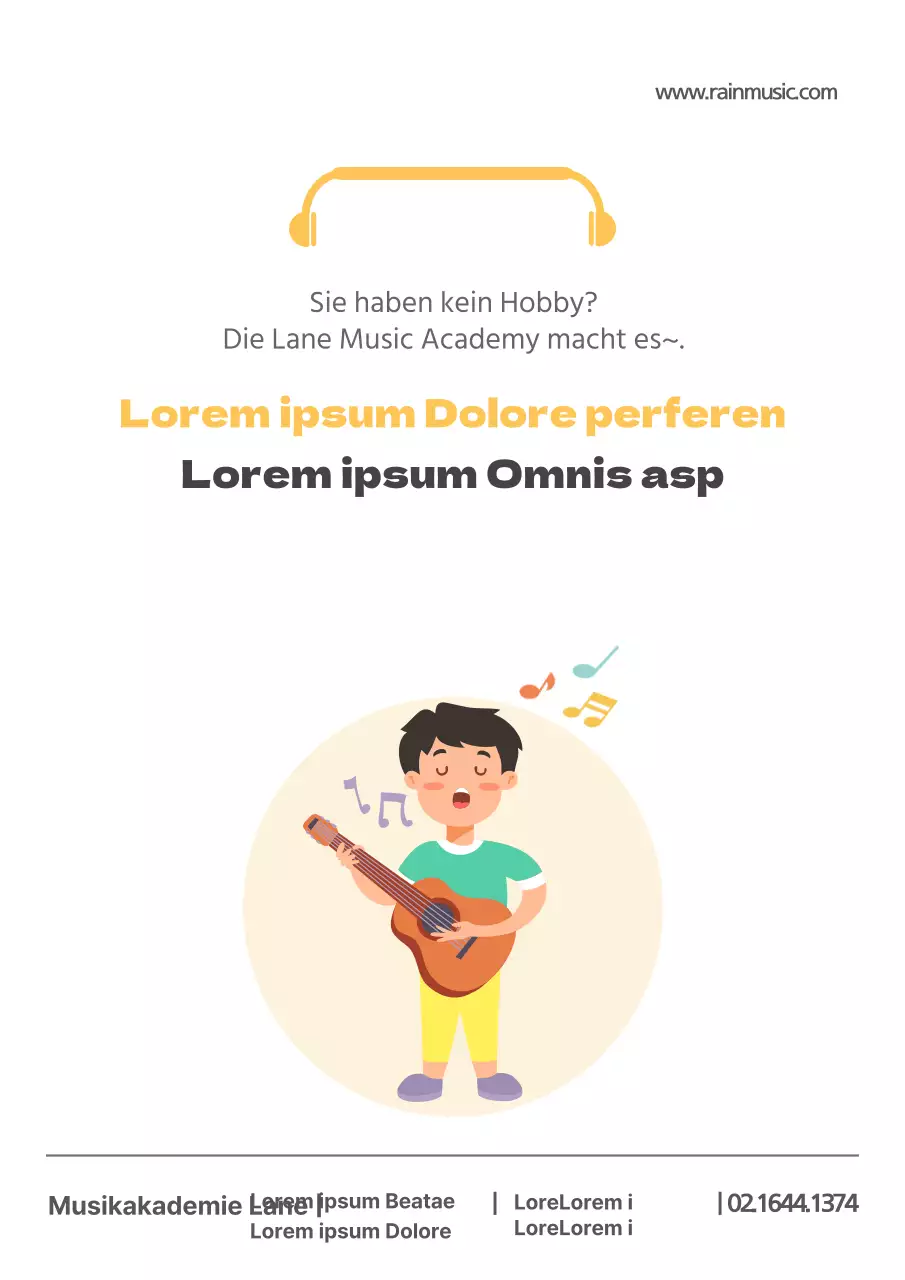 Ein einfaches, gelbes Flugblatt für eine Musikschule