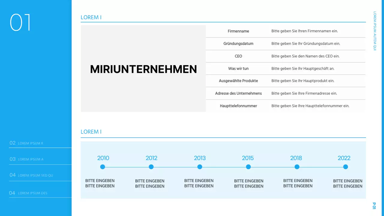 Einfache Neujahrs-Präsentation eines Businessplans in Hellblau