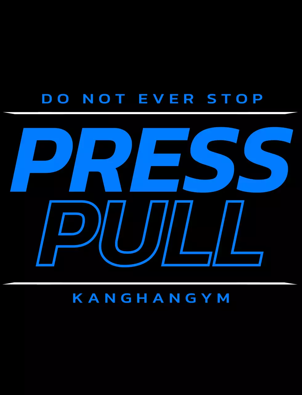 A gym membership design with a black and blue gym logo and workout-related text.